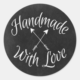 Pegatina Redonda Fabricado a mano con amor, flechas cruzadas en car