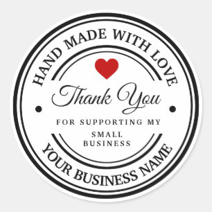 Pegatina Redonda fabricado a mano con amor   gracias