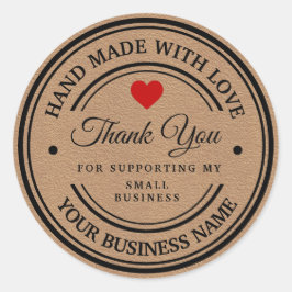 Pegatina Redonda fabricado a mano con amor | gracias