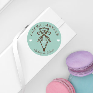 Pegatina Redonda Fabricado a mano con amor Panadería moderna Bolsa 