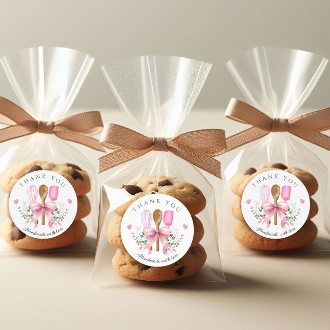 Pegatina Redonda Fabricado a mano con amor Panadería Utensilios ros (Subido por el creador)