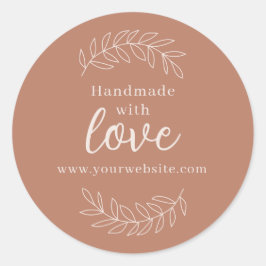 Pegatina Redonda Fabricado a mano con amor pequeño negocio