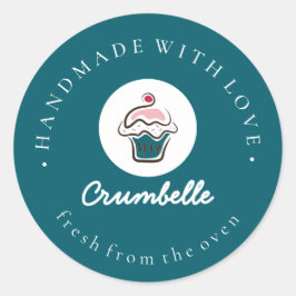 Pegatina Redonda Fabricado con amor Personalizado Ropa de pastelito