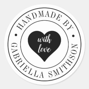 Pegatina Redonda Fabricado con Love Craft producto artesanal