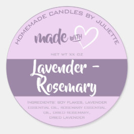 Pegatina Redonda Fabricado con Velas del Corazón de Amor Empaquetad