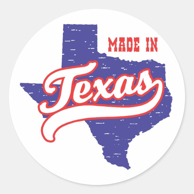 Pegatina Redonda Fabricado en Texas (Anverso)