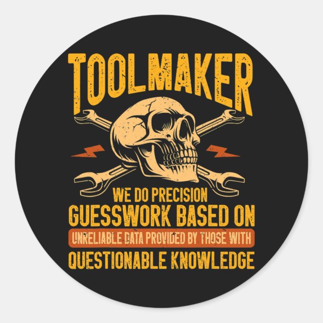 Pegatina Redonda Fabricante de herramientas de cálculo de precisión (Anverso)