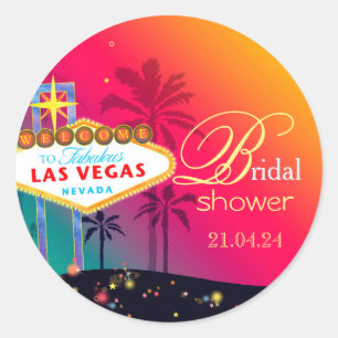 Pegatina Redonda Fabulosa ducha de novia en Las Vegas