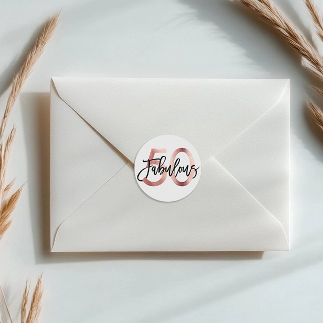 Pegatina Redonda Fabuloso 50.º | Aniversario de Oro Moderno Elegant (Subido por el creador)