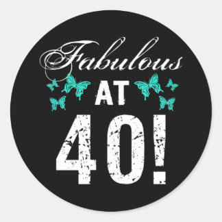 Pegatina Redonda Fabuloso cumpleaños número 40