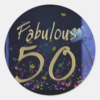 Pegatina Redonda ¡Fabuloso cumpleaños número 50!
