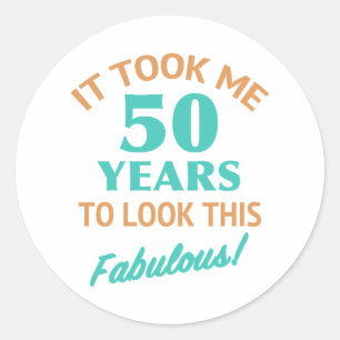 Pegatina Redonda Fabuloso cumpleaños número 50