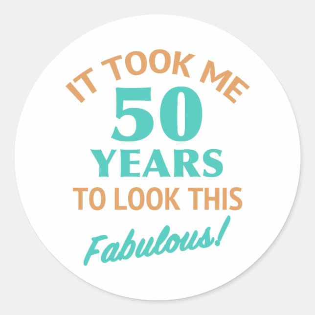 Pegatina Redonda Fabuloso cumpleaños número 50 (Anverso)