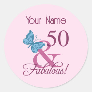 Pegatina Redonda Fabuloso cumpleaños número 50