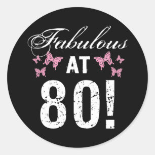 Pegatina Redonda Fabuloso cumpleaños número 80