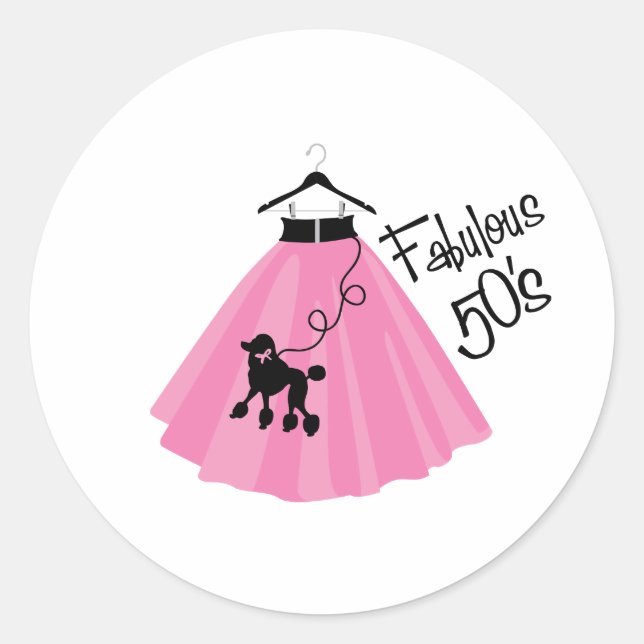 Pegatina Redonda Fabulosos años 50 (Anverso)
