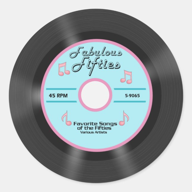 Pegatina Redonda Fabulosos Cincuenta (Anverso)