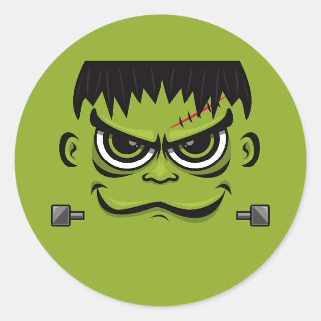 Pegatina Redonda Face Frankenstein Halloween (Anverso)