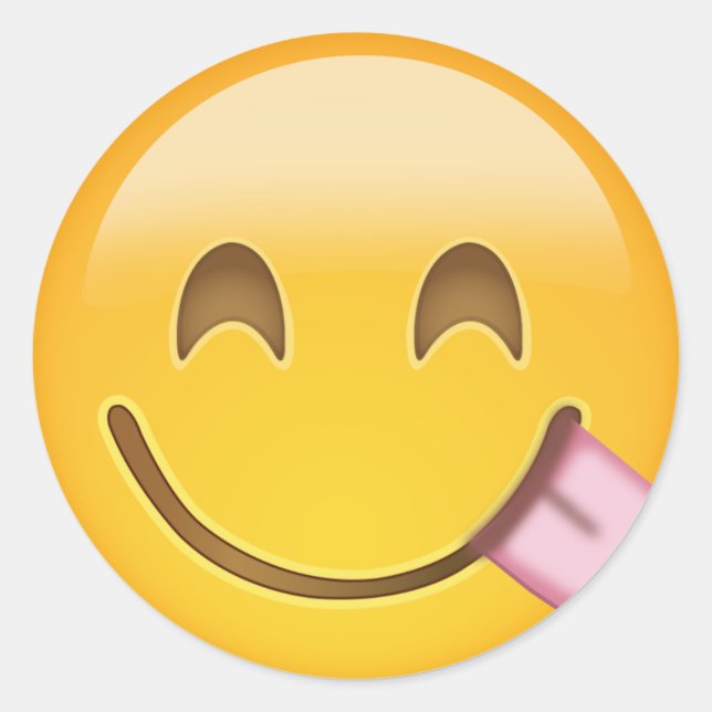Pegatina Redonda Face Savoring Delicious Food Emoji (Anverso)