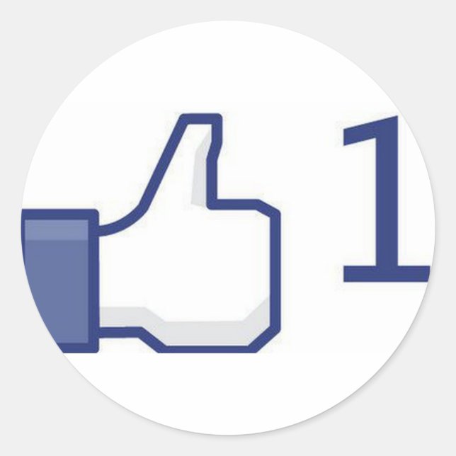 Pegatina Redonda Facebook Thumbup, como pegatinas (Anverso)