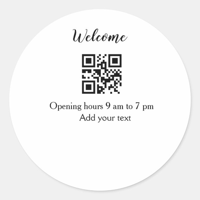 Pegatina Redonda Fácil bienvenida abriendo código de barras de bien (Anverso)