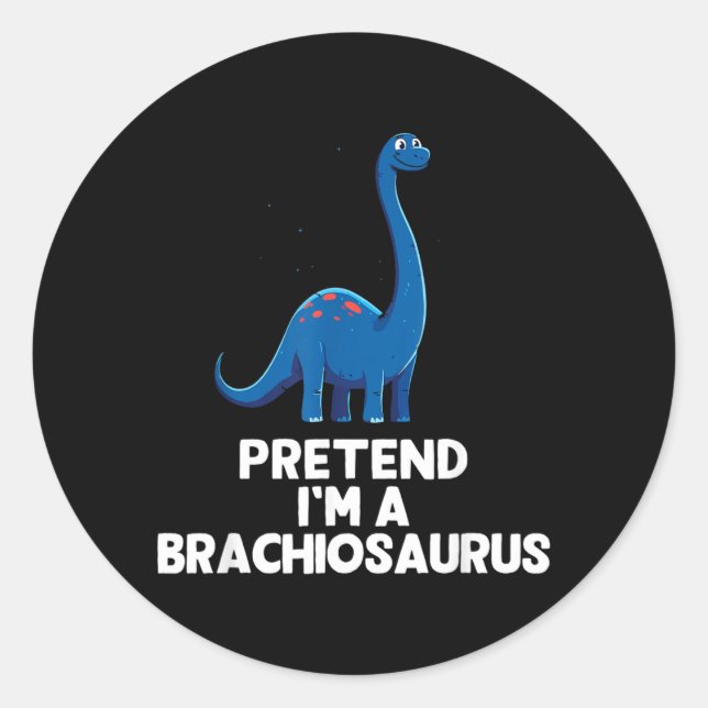 Pegatina Redonda Fácil disfraz de Brachiosaurus para Halloween (Anverso)