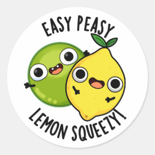 Pegatina Redonda Fácil Peasy Lemon Squeezy Funny Fruit Puns