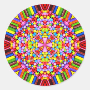 Pegatina Redonda FÁCIL: ¡WOW! CANDY multicolor para los regalos de
