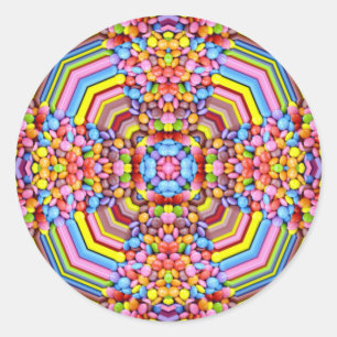 Pegatina Redonda FÁCIL: ¡WOW! CANDY multicolor para los regalos de