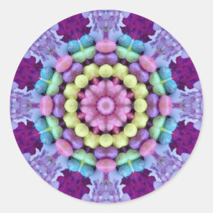 Pegatina Redonda FÁCIL: ¡WOW! FLORES multicolores y pascua de HUEVO