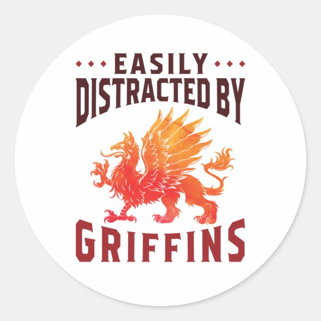 Pegatina Redonda Fácilmente distrado por Griffins Guay Fantasy Love (Anverso)