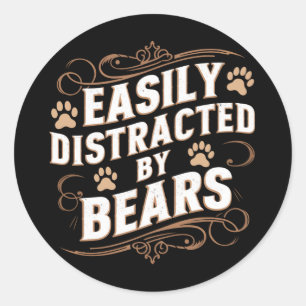 Pegatina Redonda Fácilmente Distraído Por Osos Orgullo Gay De Osos 