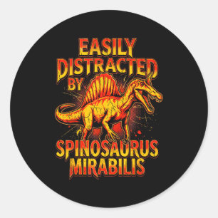 Pegatina Redonda Fácilmente distraído por spinosaurus mirabilis ret