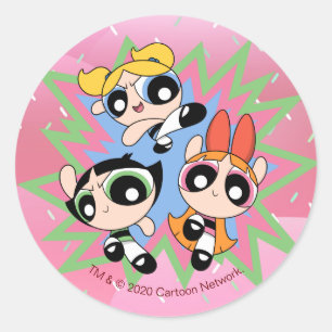 Pegatina Redonda Factor de potencia de Chicas Powerpuff