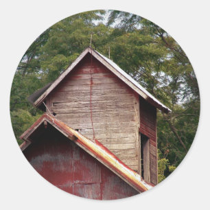 Pegatina Redonda Faded Red Barn Cupola