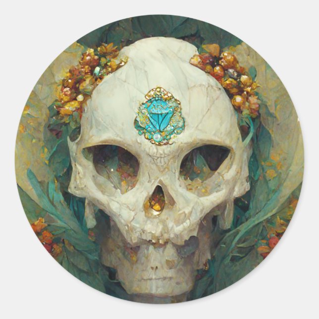 Pegatina Redonda Fae Skull Fantasy (Anverso)