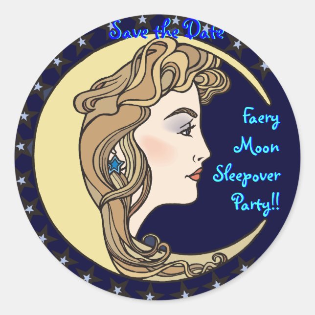 Pegatina Redonda Faery Moon Sleepover sellador de sobres Fiesta (Anverso)