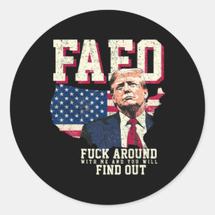Pegatina Redonda Fafo Trump Us Mapa Bandera Americana