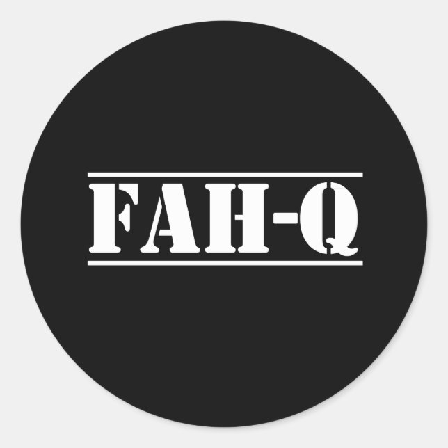 Pegatina Redonda Fah-Q (Anverso)