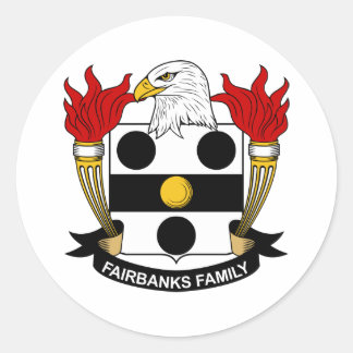 Pegatina Redonda Fairbanks Family Crest