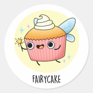 Pegatina Redonda Fairy Cake Funny Cupcake Pun