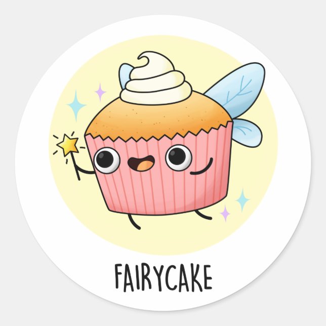 Pegatina Redonda Fairy Cake Funny Cupcake Pun (Anverso)