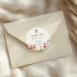 Pegatina Redonda Fairy First Birday Muchas gracias a Fairy