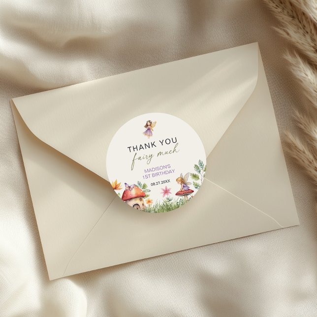 Pegatina Redonda Fairy First Birday Muchas gracias a Fairy (Subido por el creador)