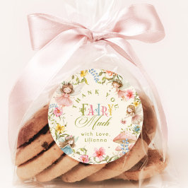 Pegatina Redonda Fairy First Birthday Colorful Bright Thank you