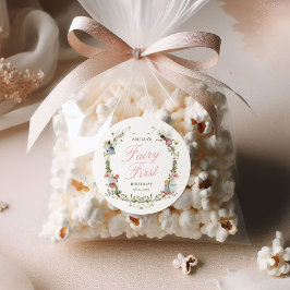 Pegatina Redonda Fairy First Vintage Floral Birday