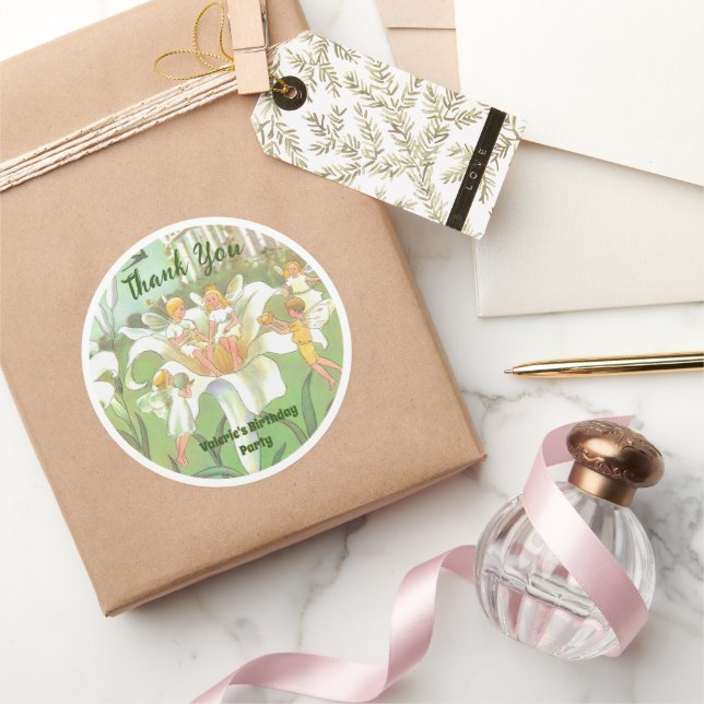 Pegatina Redonda Fairy Floral Garden Enchanted Forest Chica Birday (Regalar)