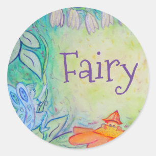 Pegatina Redonda Fairy Flower Garden Art Personalizado Decretos Peg