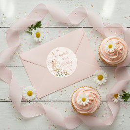 Pegatina Redonda Fairy Garden Girl Birthday Party