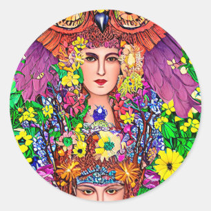 Pegatina Redonda Fairy Princess Sisters Owen Art Nouveau original